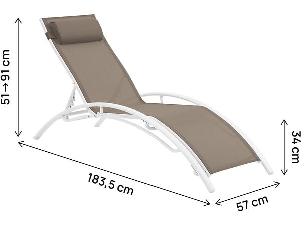 HABITAT ET JARDIN - Bain de soleil en aluminium "Beauty" - Phoenix - Taupe - Lot de 2 - large