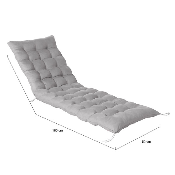ID MARKET - Lot de 2 coussins universels de transat ADAM 180 cm gris - large
