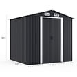 ID MARKET - Abri de jardin 3,7M² gris en acier galvanisé avec base - vignette