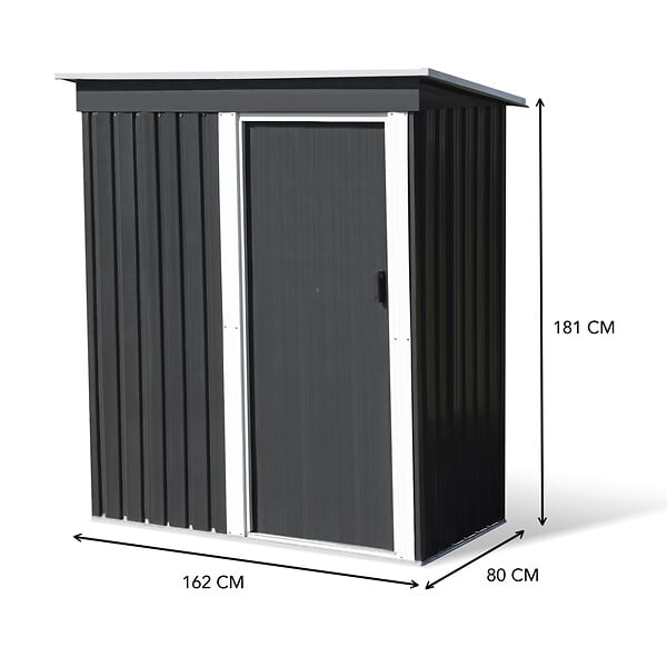 ID MARKET - Abri de jardin 1,3 m² gris en acier galvanisé - large
