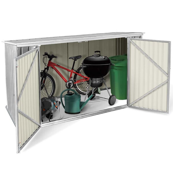 ID MARKET - Abri de jardin en métal gris clair verrouillable multi-rangement stockage vélos, outils, poubelles - large