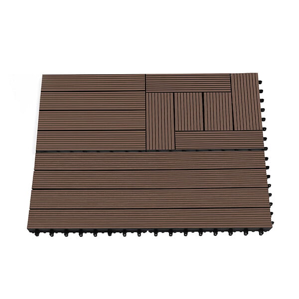 ID MARKET - Lot de 5 dalles de terrasse rectangulaire WODHY clipsables bois composite taupe 60 x 30 cm - large