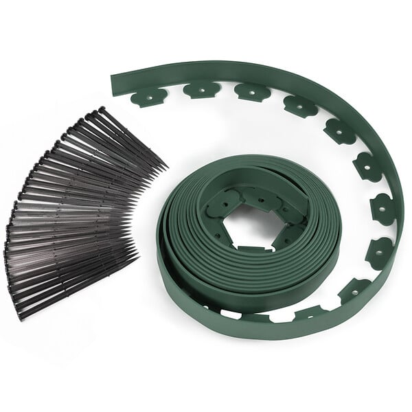 ID MARKET - Bordurette de jardin flexible 10 M verte hauteur 5 CM + 30 piquets - large