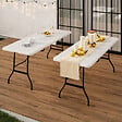 ID MARKET - Table pliante d'appoint portable 180 cm et 2 bancs pliables pour camping ou réception - vignette