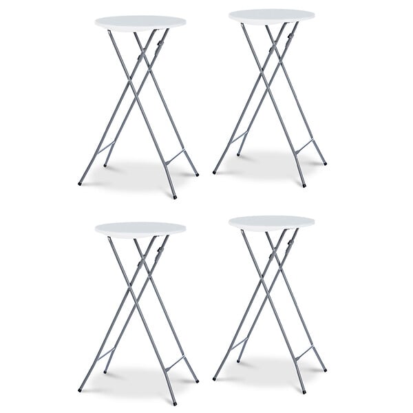 ID MARKET - Lot de 4 tables hautes pliantes 105 CM et 4 housses blanches - large
