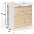 ID MARKET - Commode à langer évolutive AMBRE façon hêtre et blanc 3 tiroirs table à langer et 2 étagères amovibles - vignette