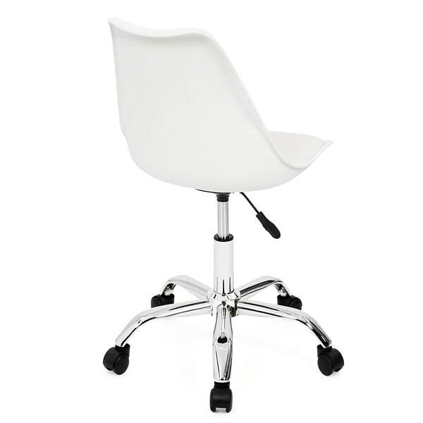 ID MARKET - Chaise de bureau scandinave SARA blanche à roulettes - large