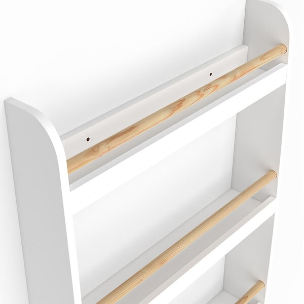 ID MARKET - Bibliothèque murale enfant PAULETTE 4 étagères blanc et bois - large