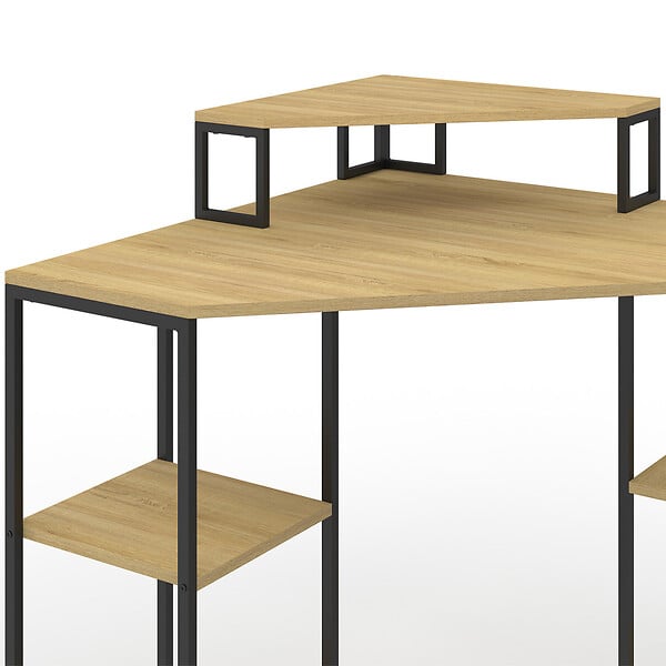ID MARKET - Bureau d'angle DETROIT gain de place bureau informatique avec rangements - large