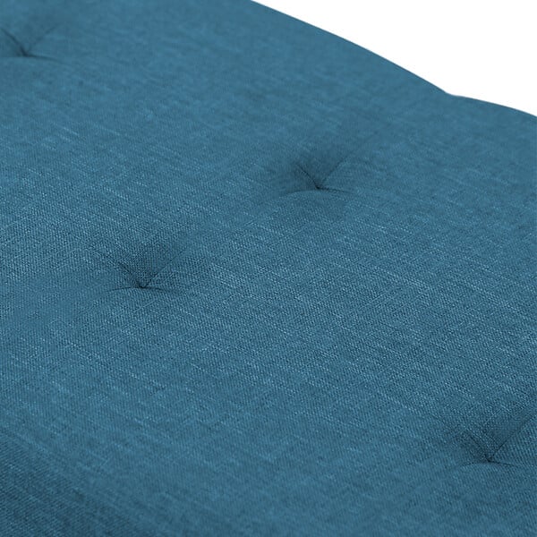 ID MARKET - Banc coffre rangement sur pied 100 cm tissu bleu canard - large