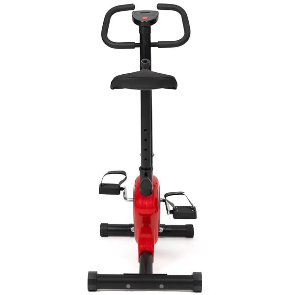 ID MARKET - Vélo d'appartement à résistance réglable, selle ajustable et écran LCD multifonction - large