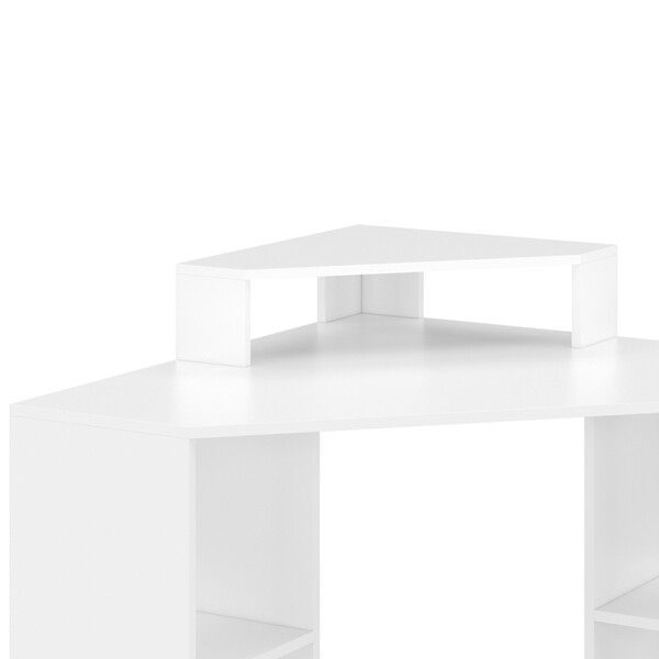 ID MARKET - Bureau d'angle HARRY blanc gain de place bureau informatique avec rangements - large
