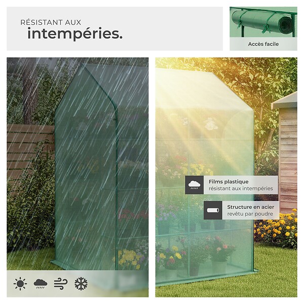 TECTAKE - Serre de jardin souple 2,04 m² 143x143x195cm vert - large