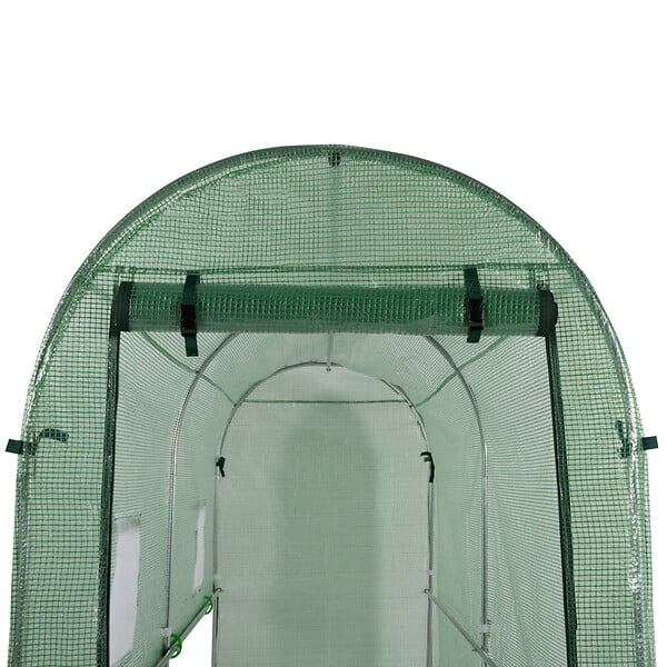 ID MARKET - Serre à tomates relevable 3m² verte 2 fenêtres avec moustiquaire et porte zippée - large
