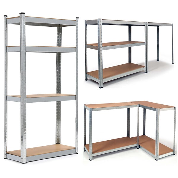 ID MARKET - Lot de 3 étagères modulables charges lourdes en métal 12 plateaux - large