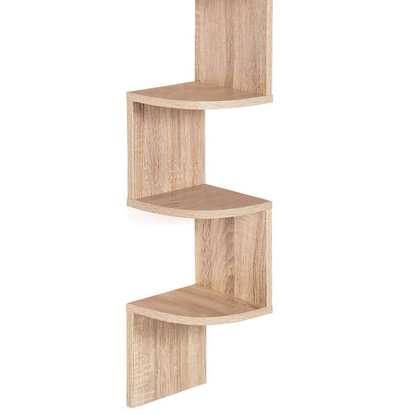 ID MARKET - Etagère murale d'angle ISA 5 niveaux façon hêtre - large