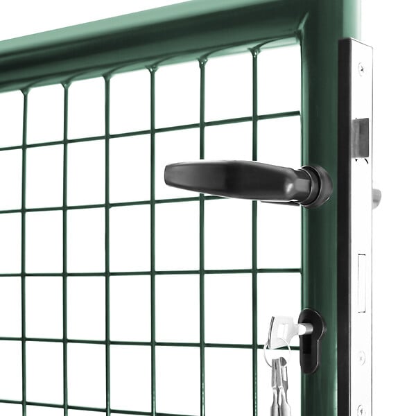 ID MARKET - Portillon de jardin 105 x 125 cm en acier vert avec serrure et poignée - large