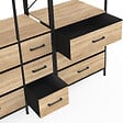 ID MARKET - Dressing penderie modulable L. 150 cm UTAH XXL avec 3 étagères et 9 bacs en tissu bois et noir - vignette