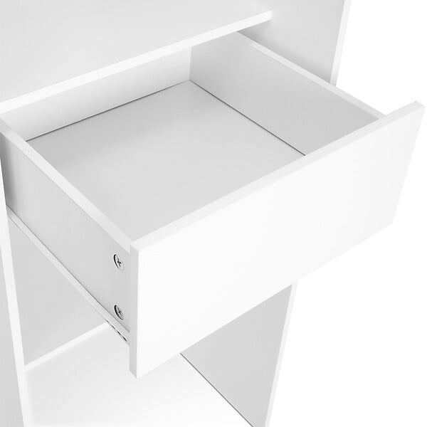 ID MARKET - Dressing extensible d'angle MARLON 230 x 140 x 180 cm blanc avec penderies + étagères + rideaux gris - large