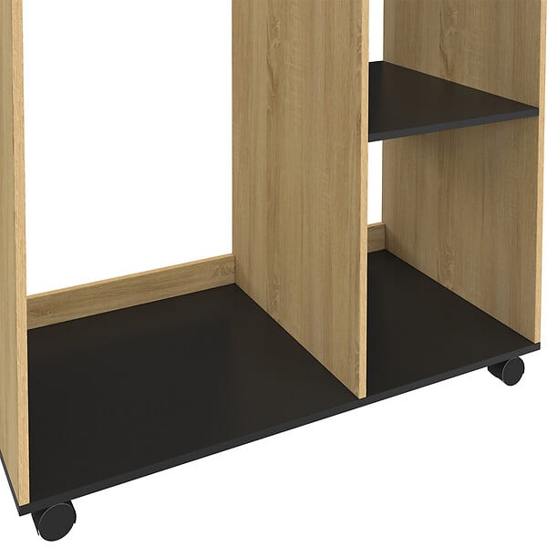 ID MARKET - Dressing penderie RACHEL 80 x 40 x 120 cm à roulettes hêtre et noir - large