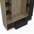 ID MARKET - Dressing penderie DIANE 140 x 45 x 167 cm hêtre avec étagères + boites de rangement + rideau noir - vignette
