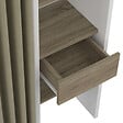 ID MARKET - Dressing extensible double MERYL 120/180 x 50 x 180 cm blanc avec étagères hêtre + double penderie + rideau taupe - vignette