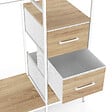 ID MARKET - Dressing double penderie + double colonne L. 140 cm UTAH avec 6 étagères et 6 bacs en tissu bois et blanc - vignette