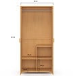 ID MARKET - Armoire 2 portes EDHEN bois et cannage penderie 80 cm avec étagères rangement - vignette