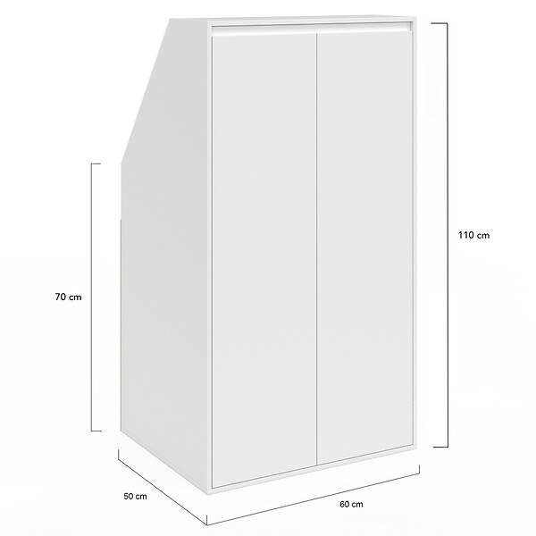 ID MARKET - Armoire sous pente 2 portes TOMI 60 x 50 x 110/70 cm blanc - large