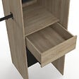 ID MARKET - Dressing extensible d'angle MARLON 230 x 140 x 180 cm hêtre avec penderies + étagères + rideaux noirs - vignette