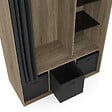 ID MARKET - Dressing penderie DIANE 105 x 45 x 167 cm hêtre avec étagères + boites de rangement + rideau noir - vignette