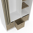 ID MARKET - Dressing penderie DIANE 105 x 45 x 167 cm blanc avec étagères + boites de rangement + rideau taupe - vignette