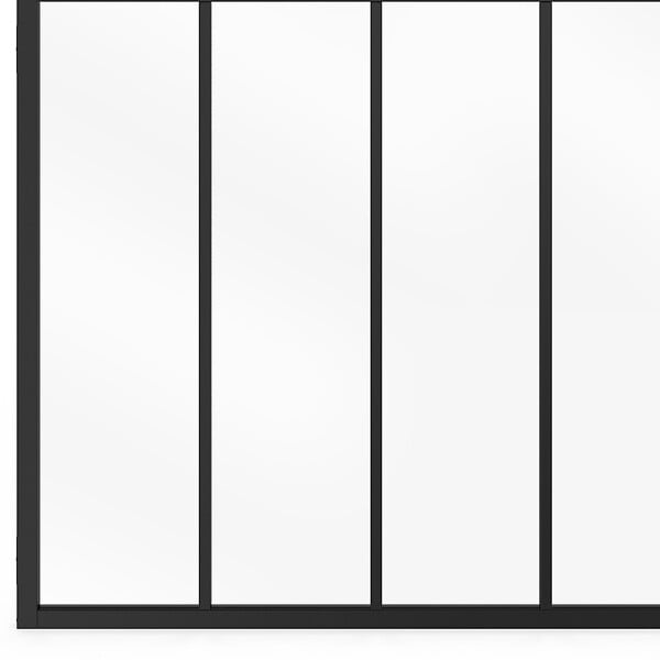 ID MARKET - Verrière atelier 4 vitrages L. 116 x H.108 cm en métal noir et verre trempé - large