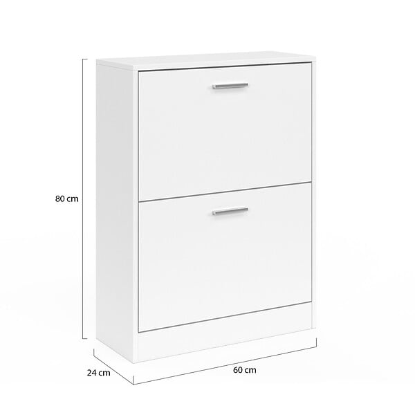 ID MARKET - Meuble à chaussures 12 paires KLARK 2 portes blanc - large