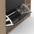 ID MARKET - Meuble à chaussures 12 paires KLARK imitation hêtre 2 portes noires avec étagères - vignette