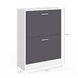 ID MARKET - Meuble à chaussures 12 paires KLARK blanc 2 portes grises - vignette