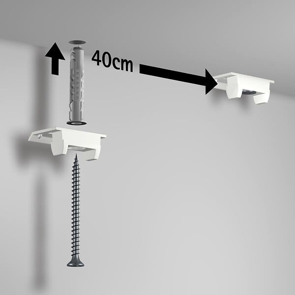 ARTITEQ - Cimaise Plafond Click Up Rail 200cm + clips + vis & chevilles multimatériaux - Cimaise Tableau Artiteq Blanc mat à peindre - large
