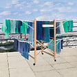 ID MARKET - Séchoir à linge pliable DELUXE capacité 27M blanc et effet bois - vignette