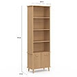 ID MARKET - Etagère bibliothèque 4 niveaux avec placard JULIETTE lattes tasseau bois coloris chêne - vignette