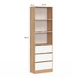 ID MARKET - Etagère bibliothèque CARLA 3 niveaux 3 tiroirs blanc et effet bois 190 cm - vignette