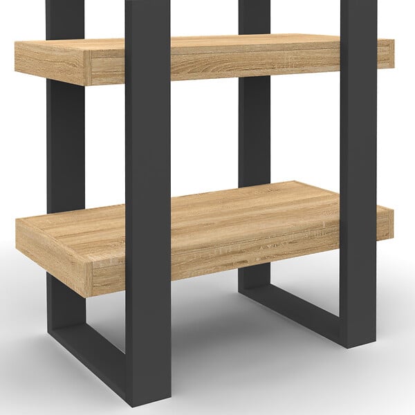 ID MARKET - Etagère 4 niveaux PHOENIX bois et noir - large