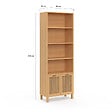ID MARKET - Etagère bibliothèque 4 niveaux avec placard EDHEN cannage et bois - vignette