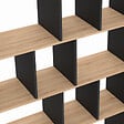 ID MARKET - Etagère bibliothèque JENA 4 niveaux noir et effet bois 143 cm - vignette