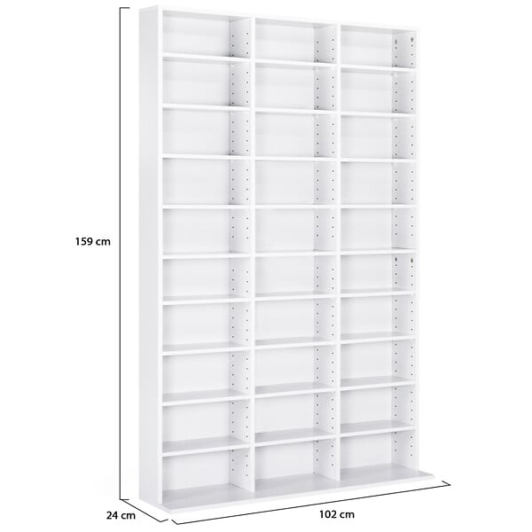 ID MARKET - Bibliothèque étagère CD CEYLIA 30 cases avec étagères modulables bois blanc - large