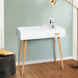 ID MARKET - Coiffeuse scandinave LISA miroir rabattable blanche - vignette