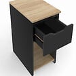 ID MARKET - Lot de 2 tables de chevet étroites ANOUK 1 tiroir avec niche noir et bois - vignette