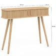 ID MARKET - Console 2 portes coulissantes ROMIE lattes tasseau bois coloris chêne - vignette