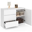ID MARKET - Commode 3 tiroirs + 1 porte TOMI 110 cm bois blanc - vignette
