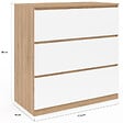 ID MARKET - Commode 3 tiroirs TOMI 78 cm façon hêtre et blanc - vignette