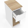 ID MARKET - Lot de 2 tables de chevet étroites ANOUK 1 tiroir avec niche blanc et bois - vignette